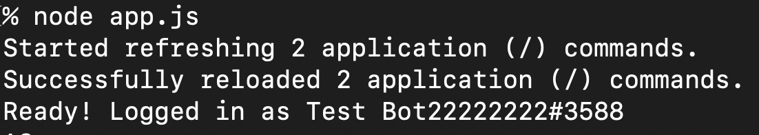 correct bot terminal output