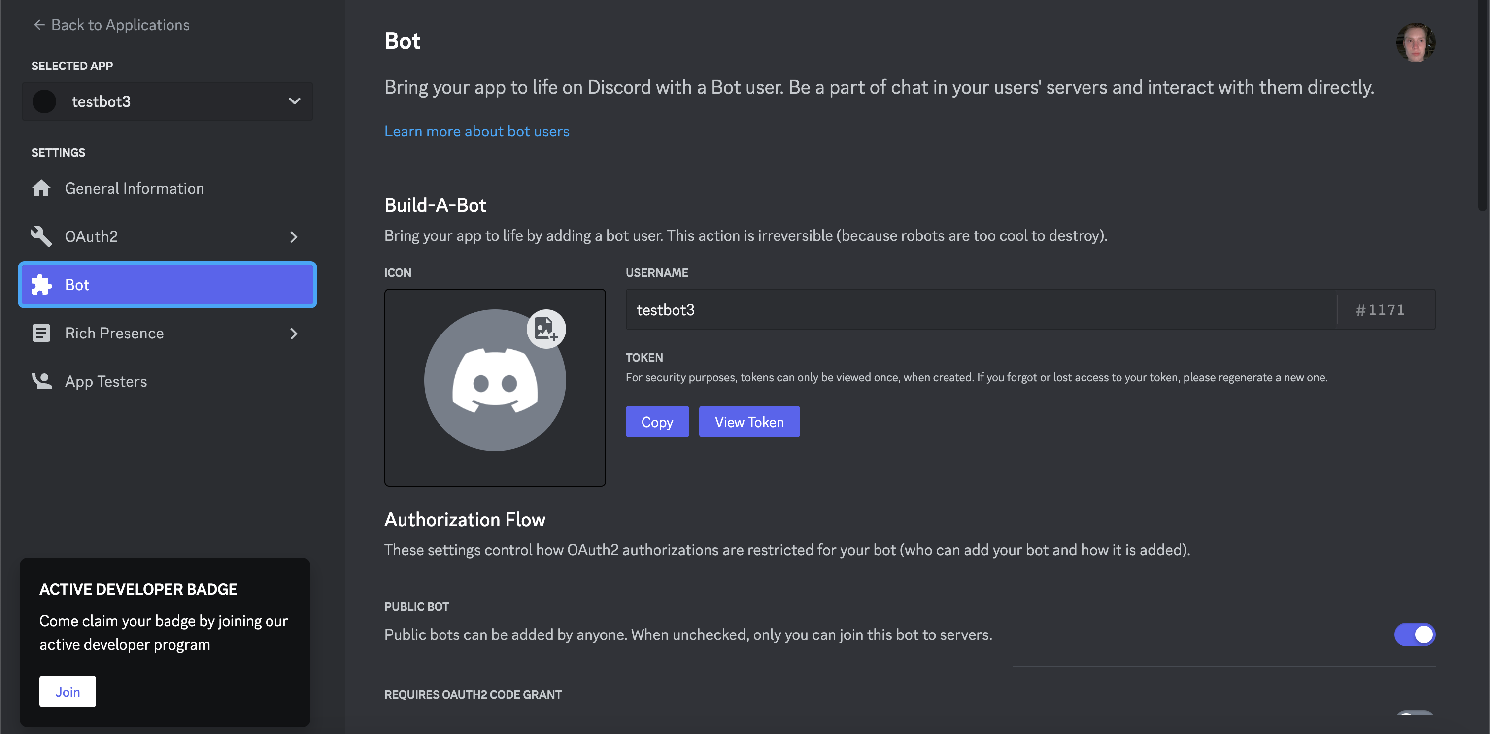 discord developer page image